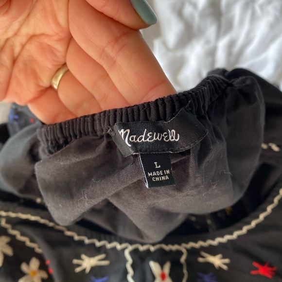 Madewell Embroidered Tie-Back Cutout Top Large - Picture 3 of 7